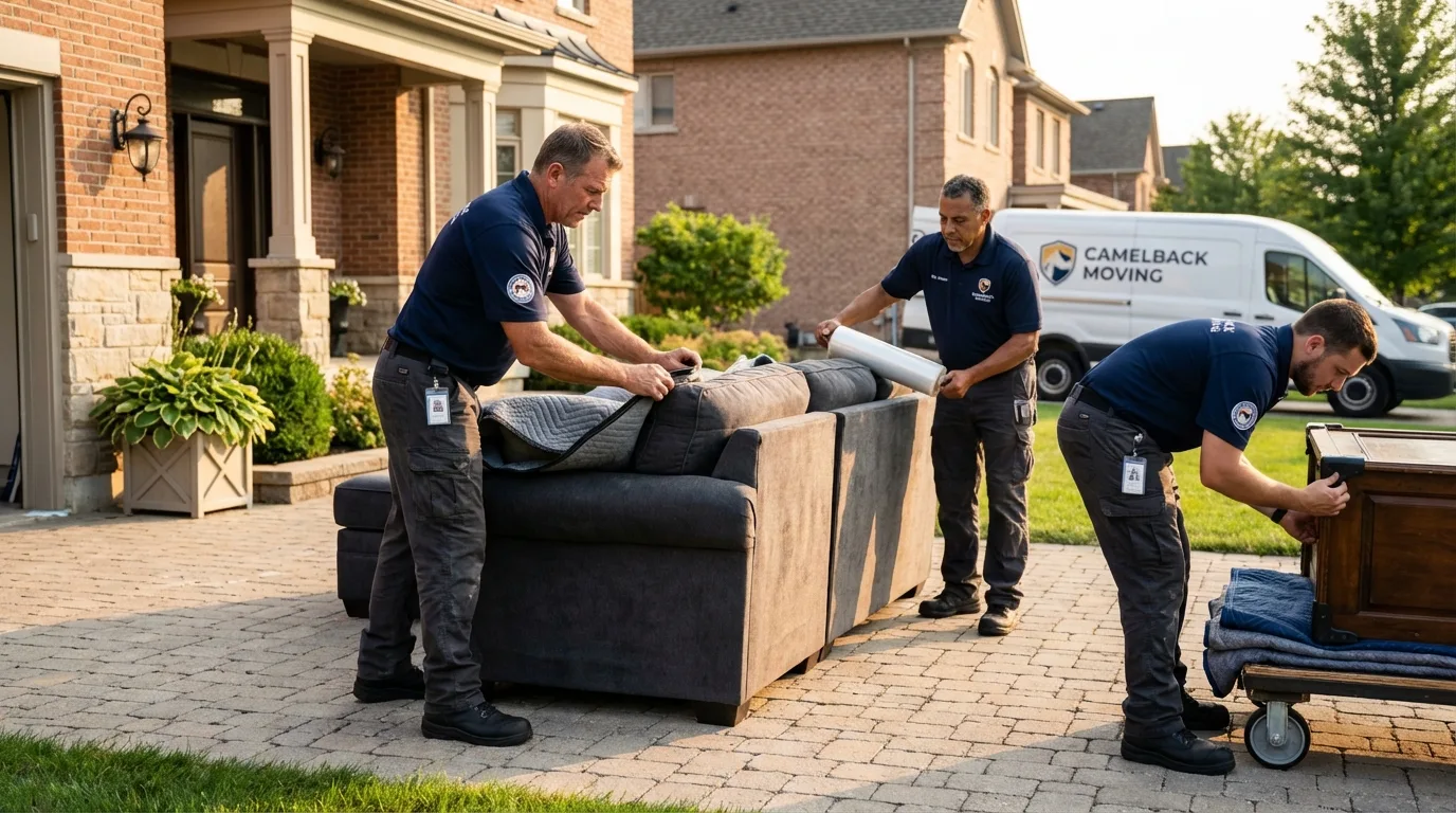 Large estate moving crew wrapping furniture in Toms River, NJ