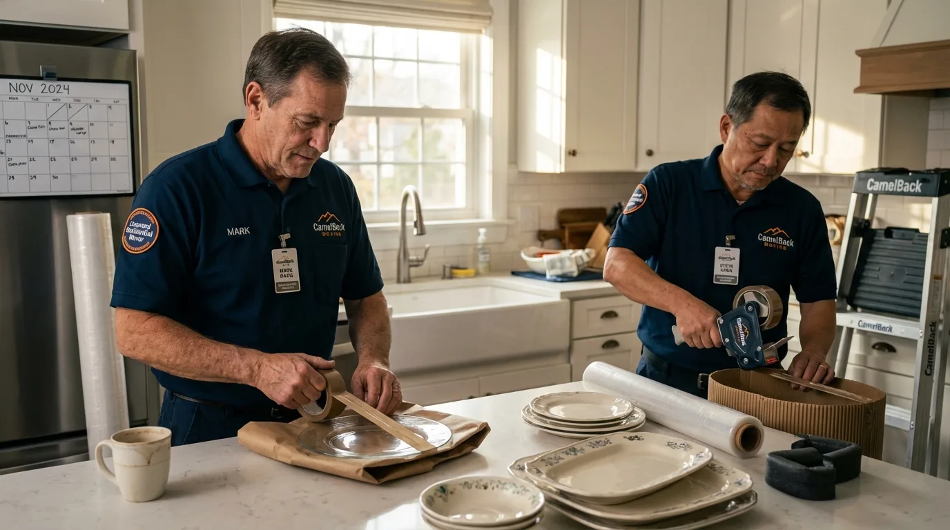Professional crew packing kitchen dishware in Toms River, NJ